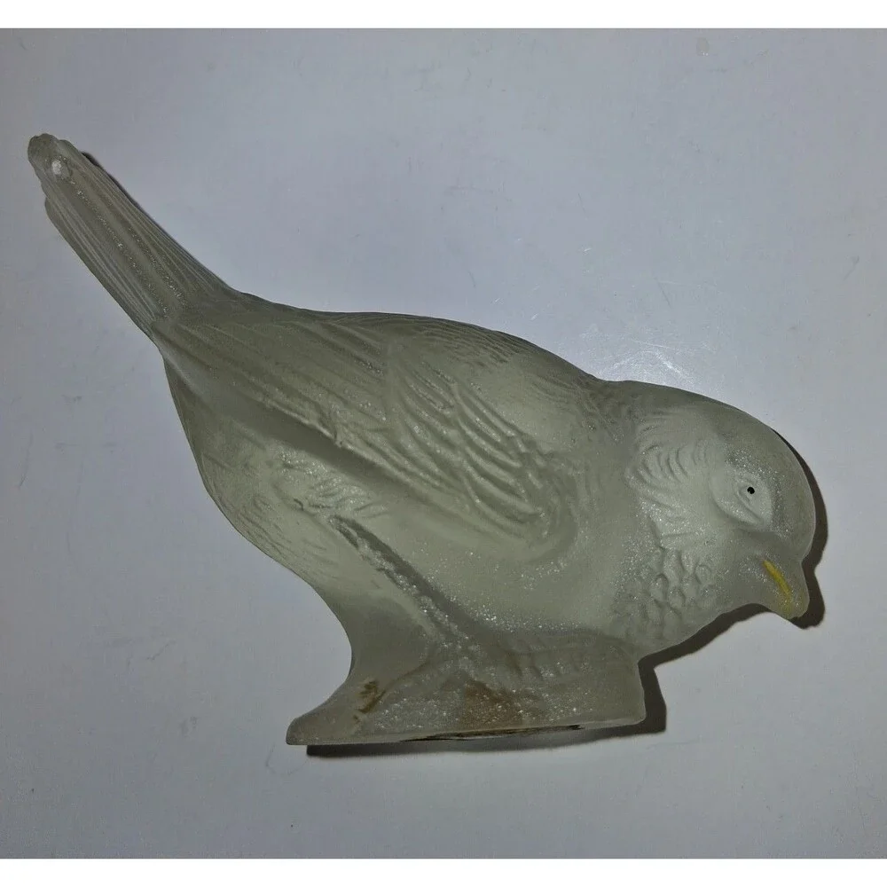 VTG Frosted Glass Bird Figurines Set of 4 Dove Sparrow Pigeon Art Glass 1960-80s